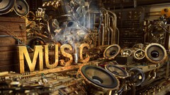 Music steampunk digital art Typography Technology artwork