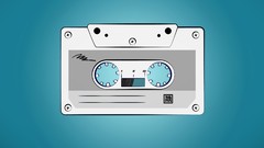 Music Tape blue background vintage cassette