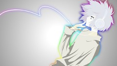 Music white headphones Anime silhouettes rainbows feel clean 