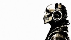 Music white skulls headsets