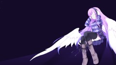 Music wings headphones angels long hair anime girls closed eyes 