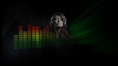 Music woman abstract headphones