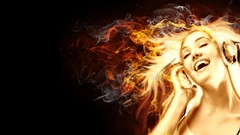 Music woman abstract headphones blondes 3D girls