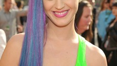 Music woman Adidas faces katy perry blue hair smiling singers 