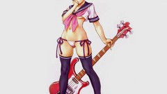 Music woman Anime glasses white background Manga stockings 