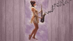 Music woman artwork saxophones