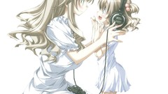 Music woman children headphones smiling long hair anime girls 