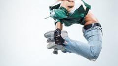 Music woman dancing jumping dancers