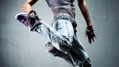 Music woman dancing jumping dancers