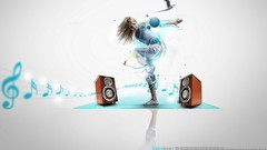 Music woman dancing speakers