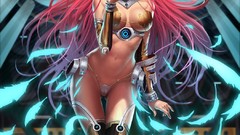 Music woman feathers Anime anime girls blue eyes redheads 