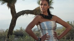 Music woman French outdoors long hair corset brunettes shym 