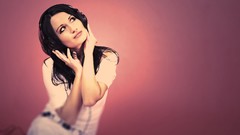 Music woman headphones brunettes