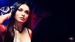 Music woman headphones brunettes models