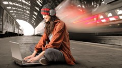 Music woman headphones Computers subway