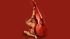 Music woman horns tails artwork