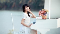 Music woman piano asians