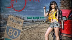 Music woman rapper boots Hitchhiking Leather Jacket Justina