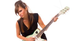 Music woman rocks guitars guitarists brunettes models