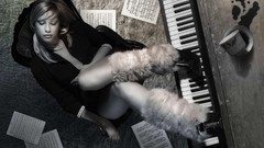 Music woman sleeping keyboards