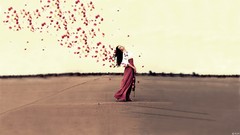 Music woman violins brunettes violinist flower petals