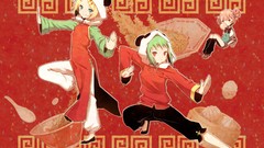 Nana blondes anime girls vocaloid green hair kagamine rin 
