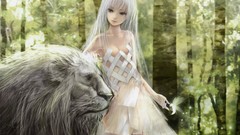 Nature Animals dress insects white hair red eyes Lions long 