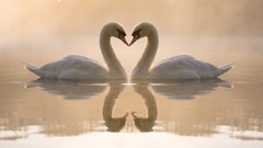 Nature Animals love Birds Hearts Swans reflections