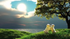 Nature Animals sun Puppies Dogs