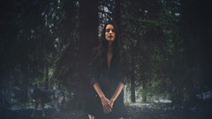 Nature Animals woman Wild Wolves brunettes forests