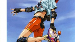 Nature Anime smiling anime girls brunettes skies yellow eyes 