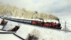nature artwork vehicle winter railway smoke snow