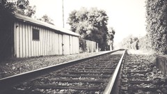 Nature black and white railroads