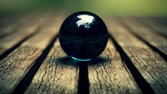 Nature blue balls deck globe Wood globes marbles depth of field