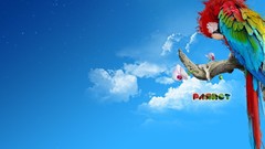 Nature blue Birds Parrots Scarlet Macaws