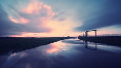 Nature blue clouds reflections fences skies skyscapes