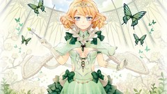 Nature Butterflies dress elves gloves outdoors blondes anime 