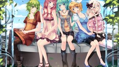 Nature clouds blondes pink hair boots hatsune miku vocaloid 