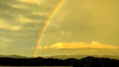 Nature clouds evening lakes rainbows