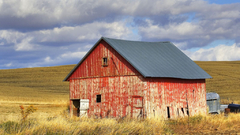 Nature clouds fields cabin