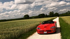 Nature clouds red cars Dodge fields skies dodge viper