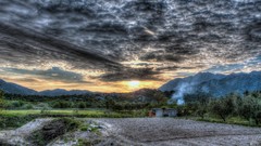 Nature clouds smoke olives fields HDR Photography