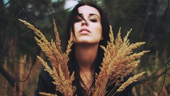 Nature dark bright woman brunettes