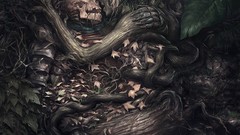 Nature dark death Warriors skulls kissing artwork