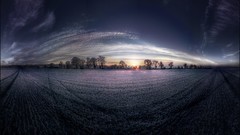 Nature dawn fields panorama