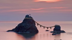 Nature dawn Japan wedding rocks