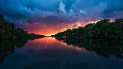 nature digital art clouds storm reflection Trees water outdoors