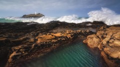Nature England rocks waves Cornwall lighthouses