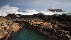 Nature England rocks waves Cornwall lighthouses