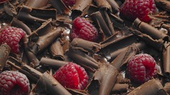 Nature food chocolate fruits raspberries tubes food art